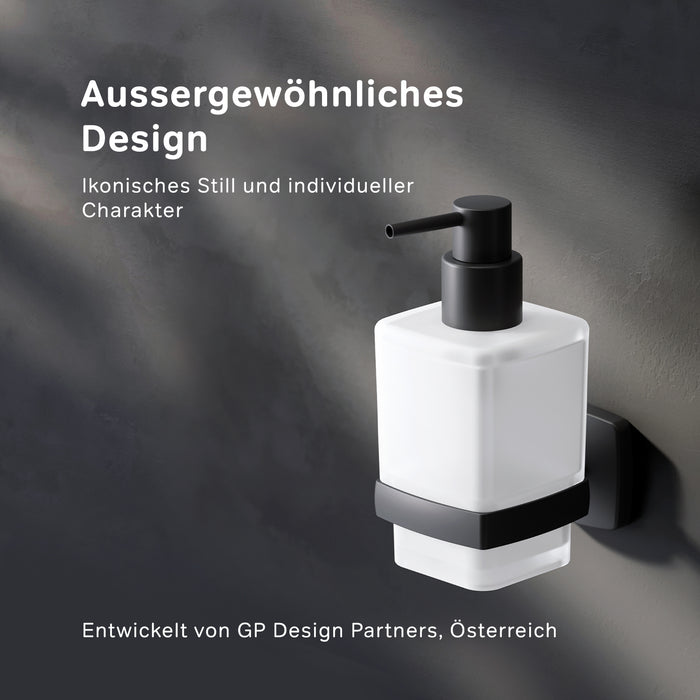 AGA36922 Seifenspender Gem Flüssigseifenspender aus Glas mit Wandhalterung, Schwarz ampm-store.de