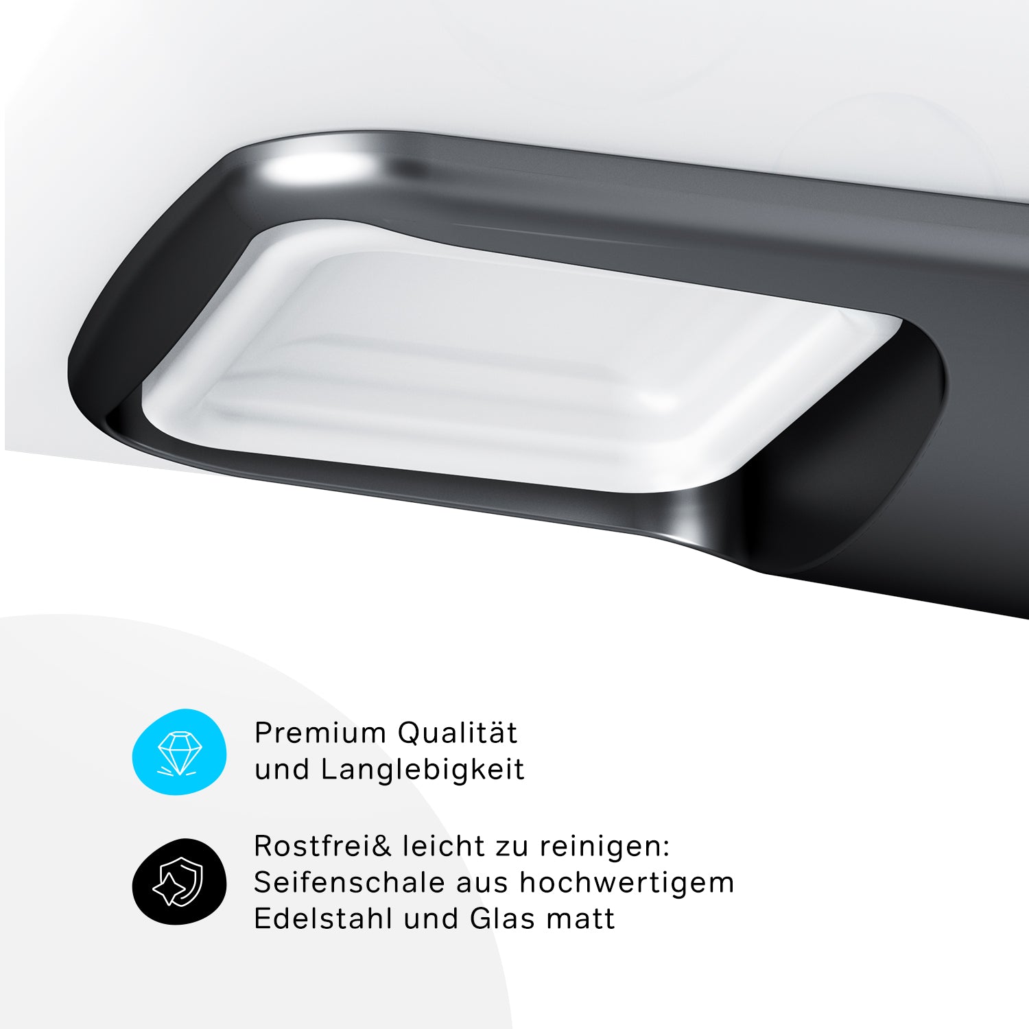 AIB34222 Seifenschale aus Glas mit Wandhalterung Inspire V2.0 Seifenhalter, Schwarz ampm-store.de