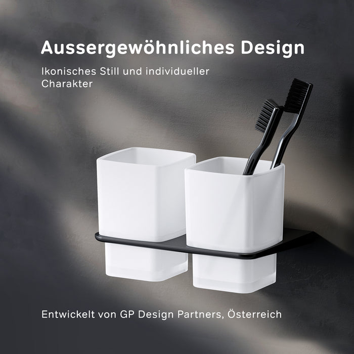 AIB343422 Zahnbürstenhalter Inspire V2.0 Doppelglasbecher mit Wandhalterung, Schwarz ampm-store.de