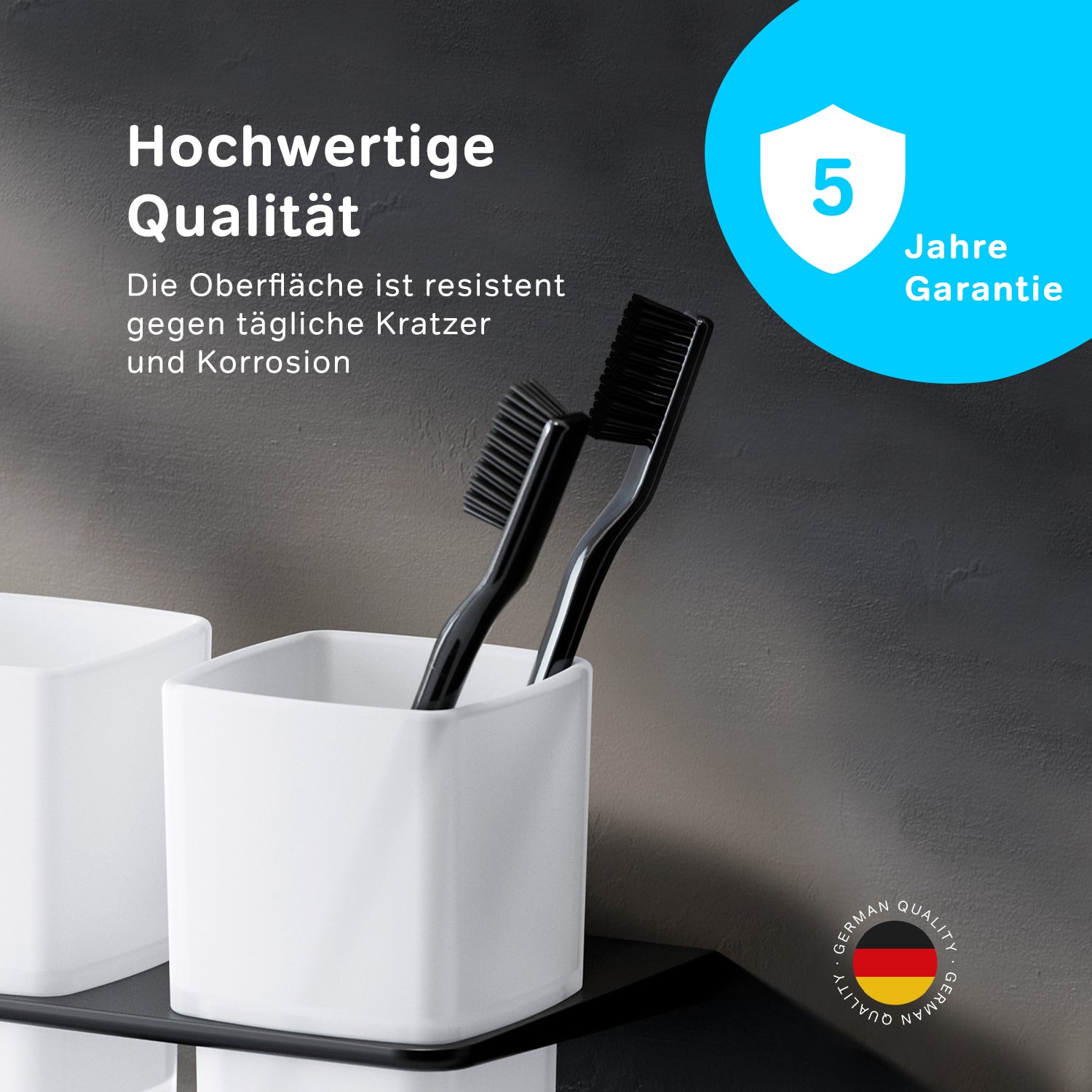 AIB343422 Zahnbürstenhalter Inspire V2.0 Doppelglasbecher mit Wandhalterung, Schwarz ampm-store.de