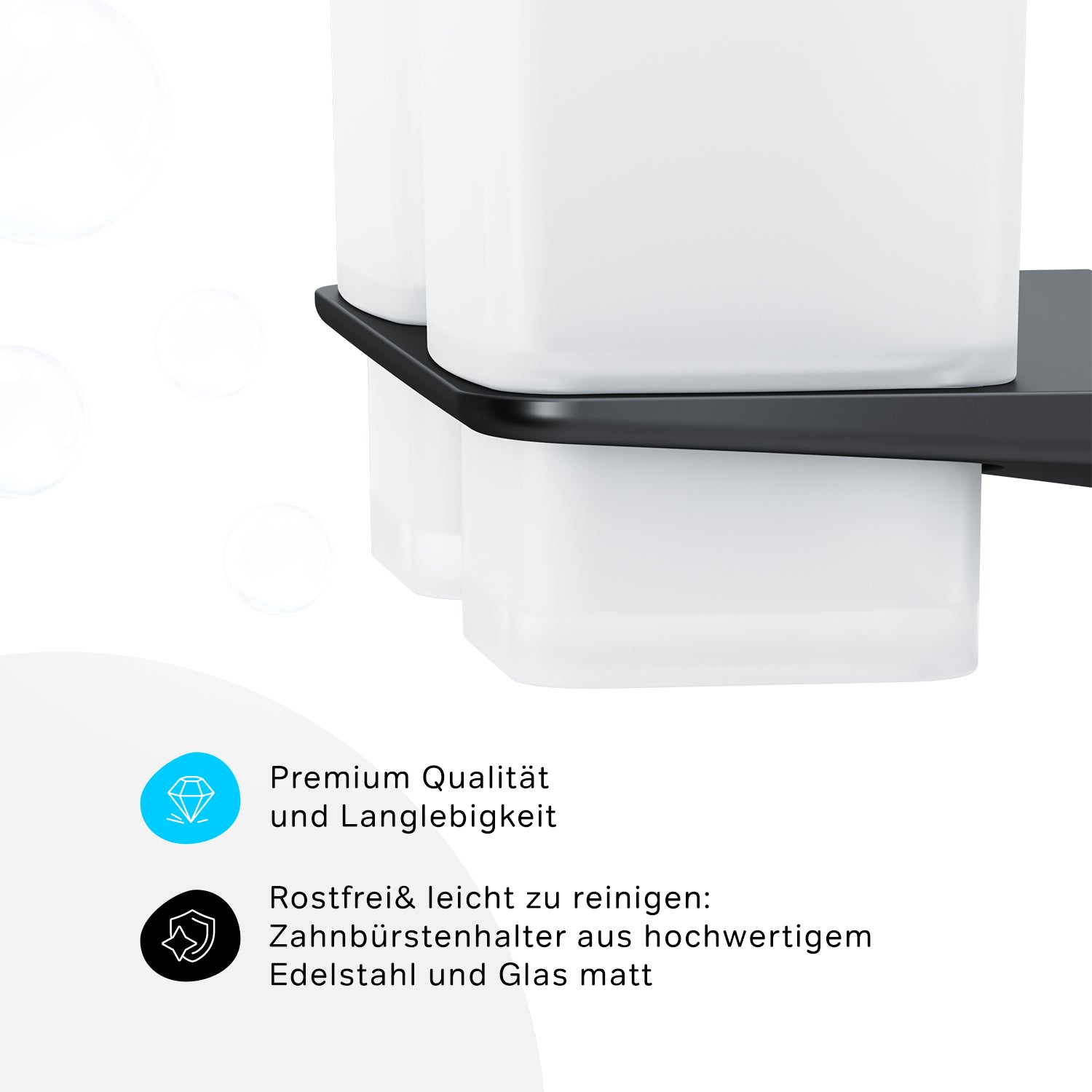 AIB343422 Zahnbürstenhalter Inspire V2.0 Doppelglasbecher mit Wandhalterung, Schwarz ampm-store.de
