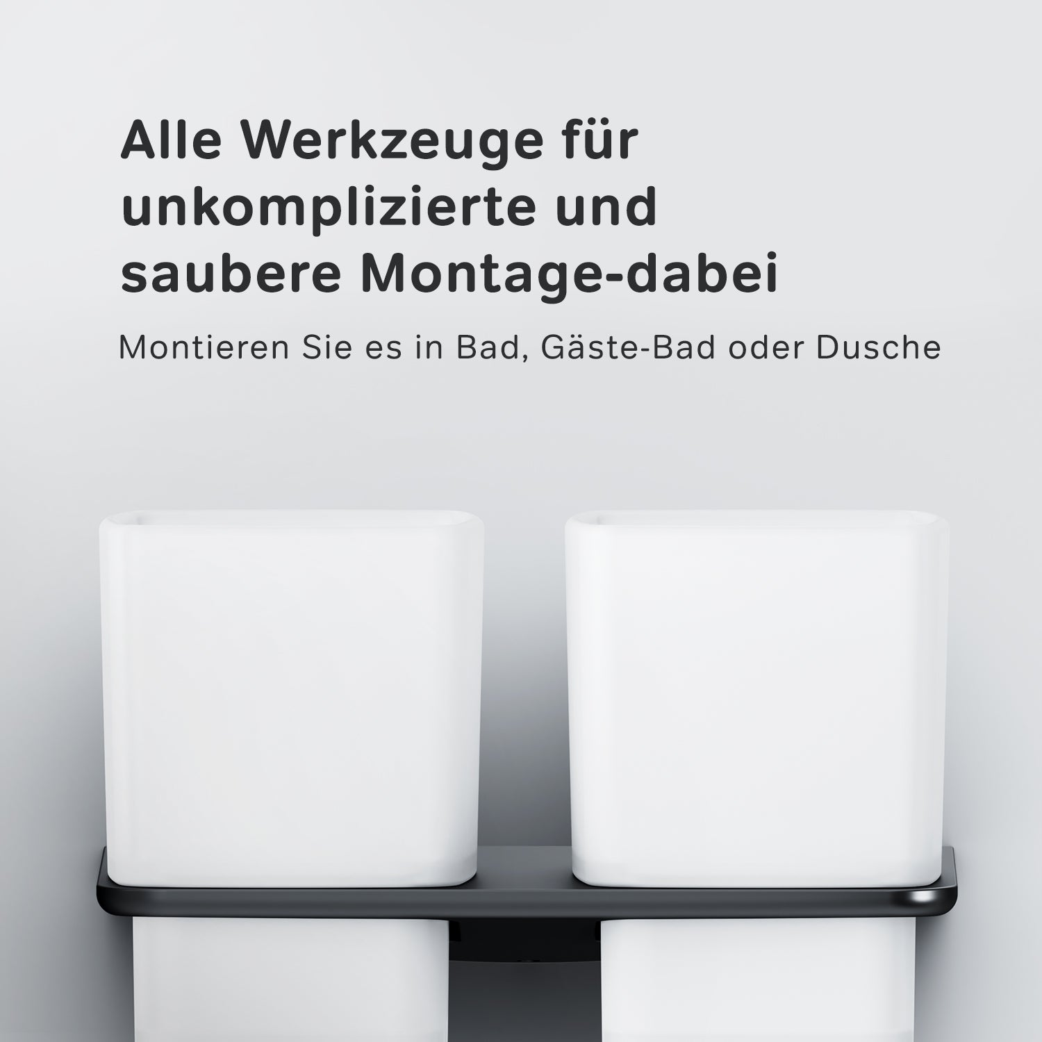 AIB343422 Zahnbürstenhalter Inspire V2.0 Doppelglasbecher mit Wandhalterung, Schwarz ampm-store.de