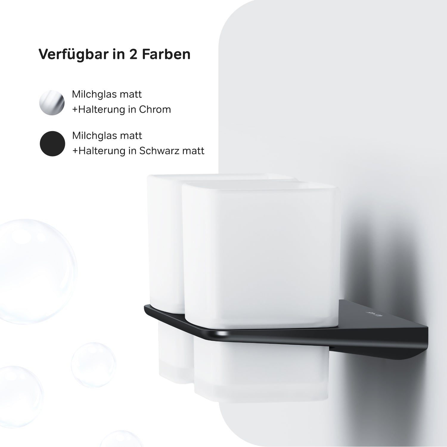 AIB343422 Zahnbürstenhalter Inspire V2.0 Doppelglasbecher mit Wandhalterung, Schwarz ampm-store.de