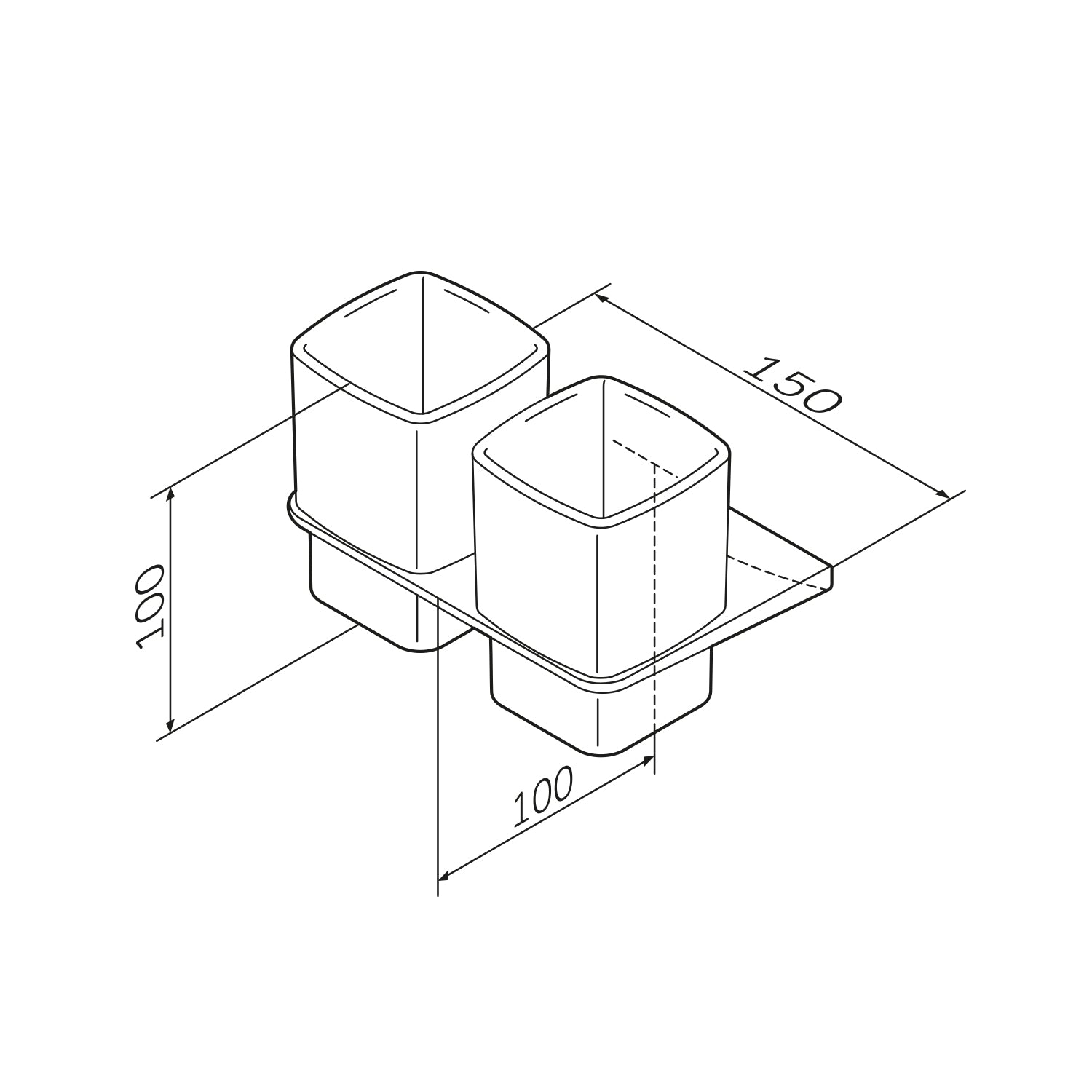 AIB343422 Zahnbürstenhalter Inspire V2.0 Doppelglasbecher mit Wandhalterung, Schwarz ampm-store.de