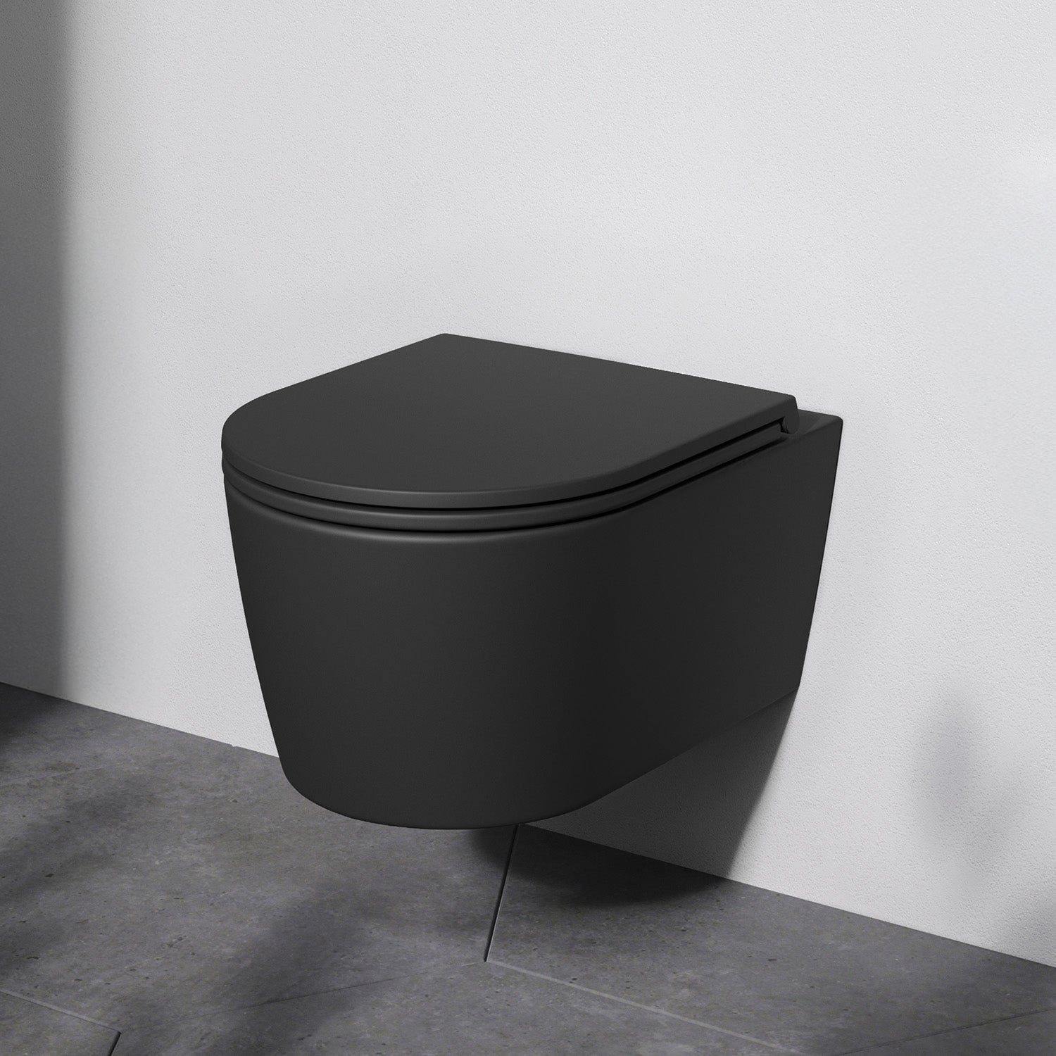 CFA1700MBSC WC suspendu avec siège Func FlashClean WC à fond creux, WC suspendu sans rebord avec abattant, noir