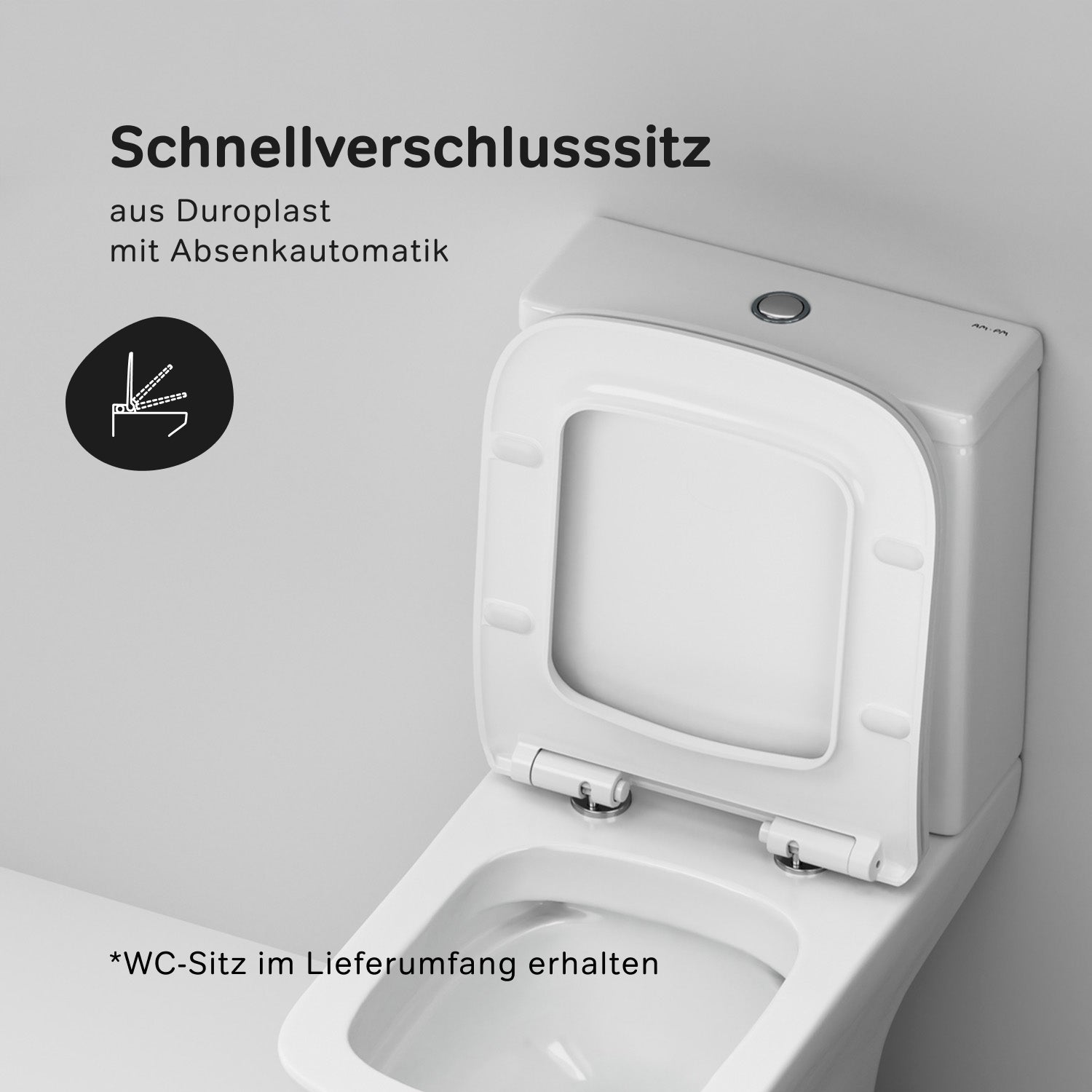 Toilettes monobloc sans rebord CGA8601PSC Gem avec couvercle de siège à fermeture douce