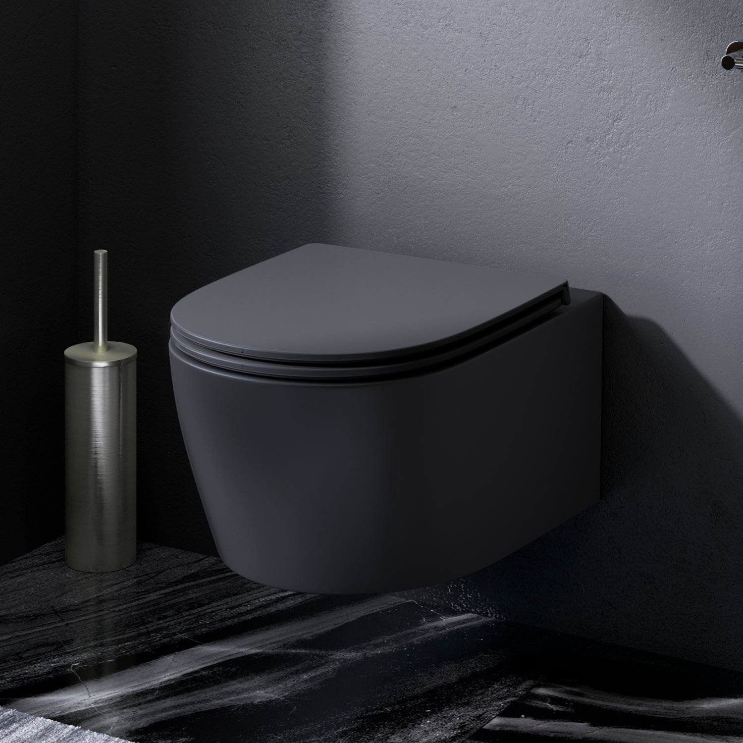 Toilettes murales CXB1700MBSC avec siège X-Joy S Toilettes à fond creux FlashClean, WC suspendu sans bride avec abattant, noir