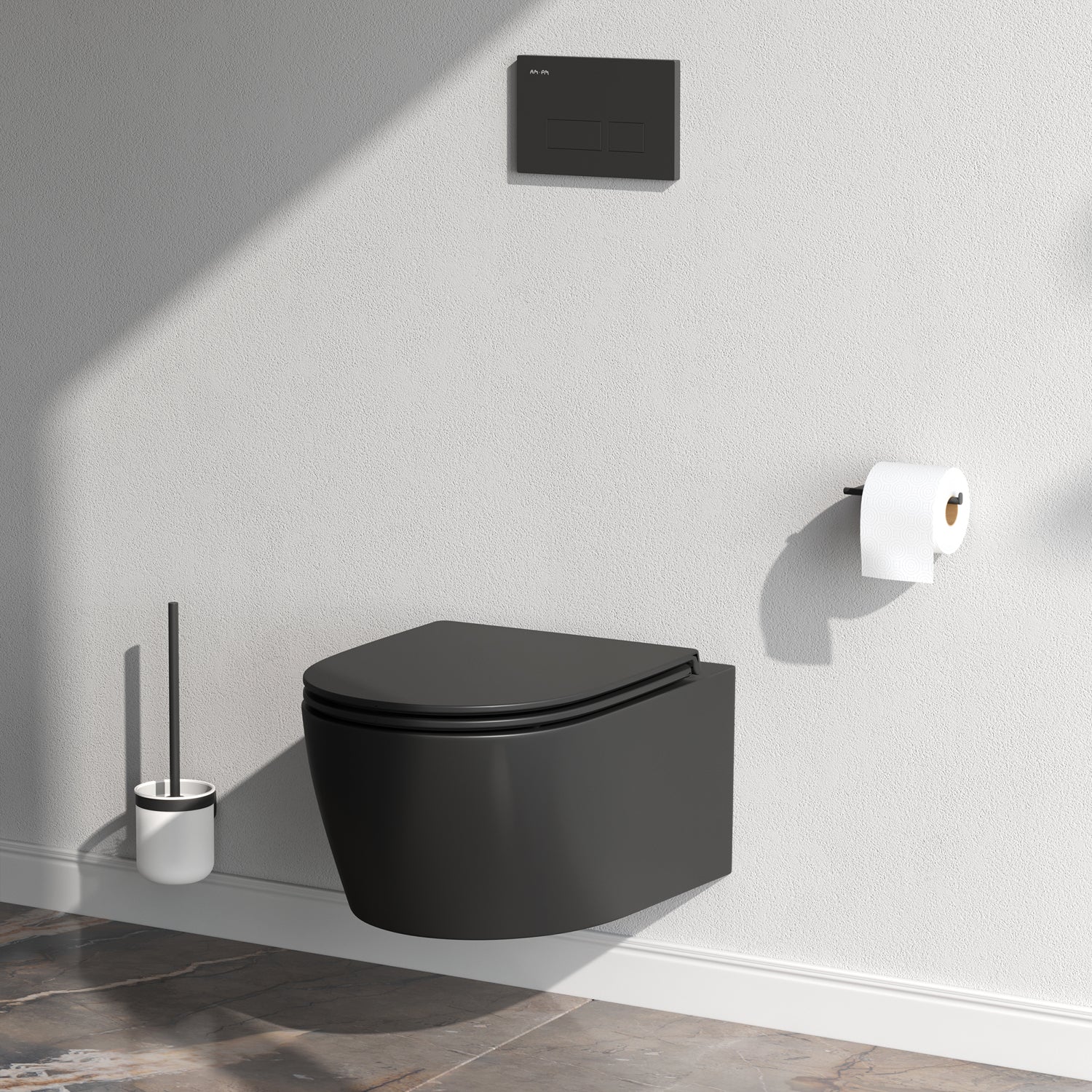 Toilettes murales CXB1700MBSC avec siège X-Joy S Toilettes à fond creux FlashClean, WC suspendu sans bride avec abattant, noir