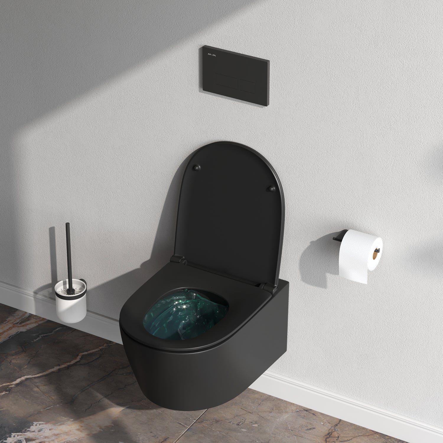 Toilettes murales CXB1700MBSC avec siège X-Joy S Toilettes à fond creux FlashClean, WC suspendu sans bride avec abattant, noir