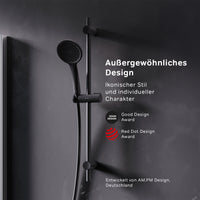 F01TA022 Duschset Hit Brausegarnitur Stangenbrause-Set, Schwarz ampm-store.de