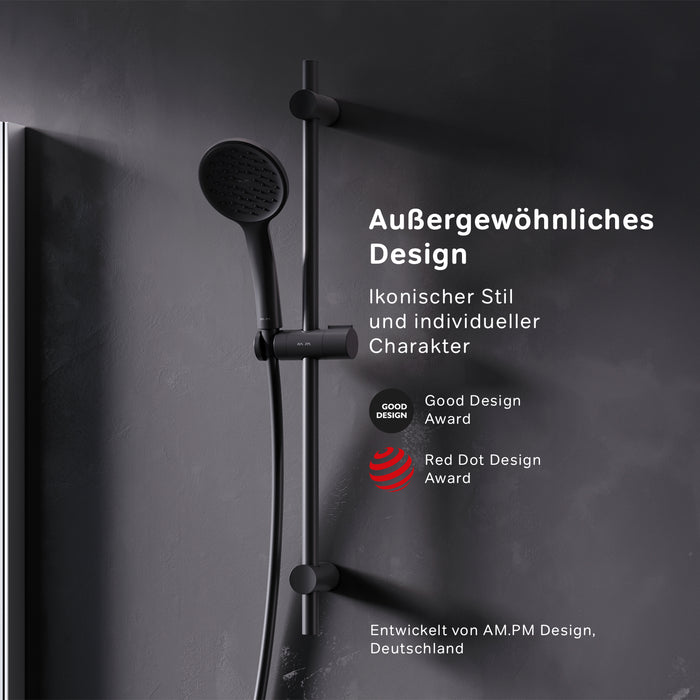 F01TA022 Duschset Hit Brausegarnitur Stangenbrause-Set, Schwarz ampm-store.de