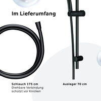 F01TA022 Duschset Hit Brausegarnitur Stangenbrause-Set, Schwarz ampm-store.de