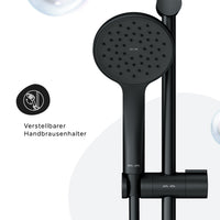 F01TA022 Duschset Hit Brausegarnitur Stangenbrause-Set, Schwarz ampm-store.de