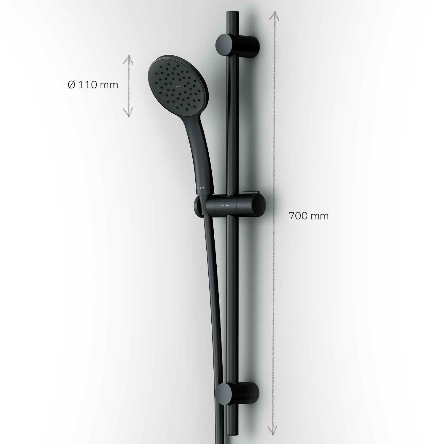 F01TA022 Duschset Hit Brausegarnitur Stangenbrause-Set, Schwarz ampm-store.de