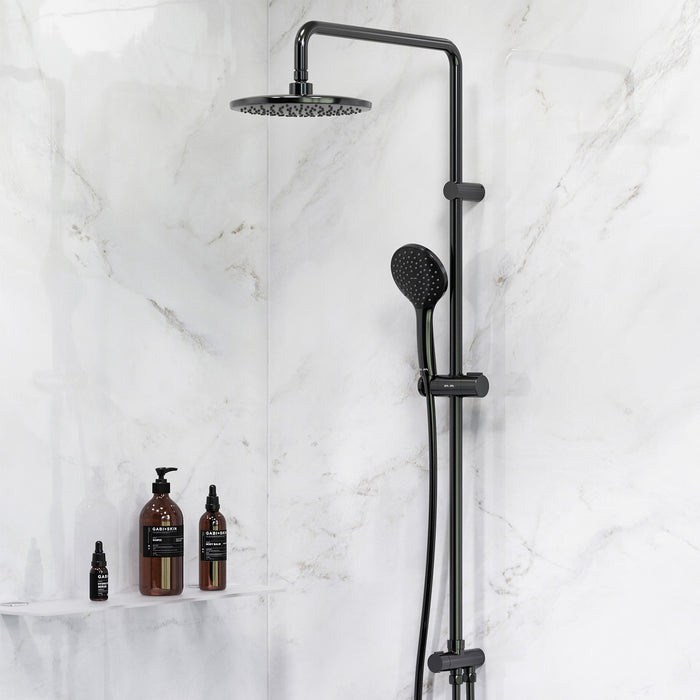 F0790022 Duschsystem Gem Regendusche set Duschsäule, Schwarz ampm-store.de