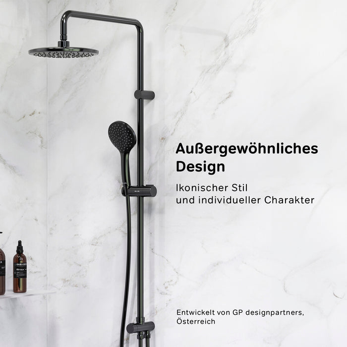 F0790022 Duschsystem Gem Regendusche set Duschsäule, Schwarz ampm-store.de