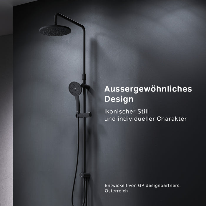 F07TA022 Duschsystem Hit Regendusche set Duschsäule, Schwarz ampm-store.de