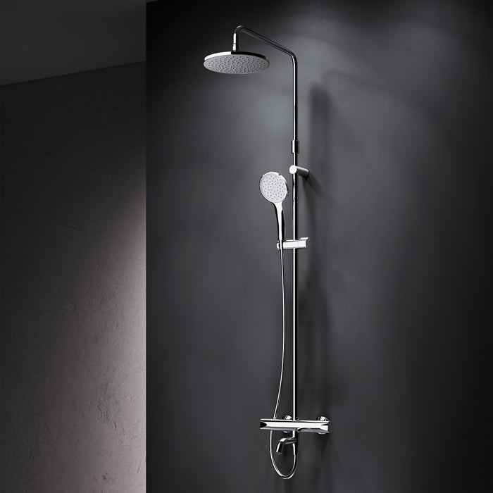 F07TA500 Duschsystem mit Thermostat Armatur und Wanneneinlauf Hit Regendusche set Duschsäule ampm-store.de