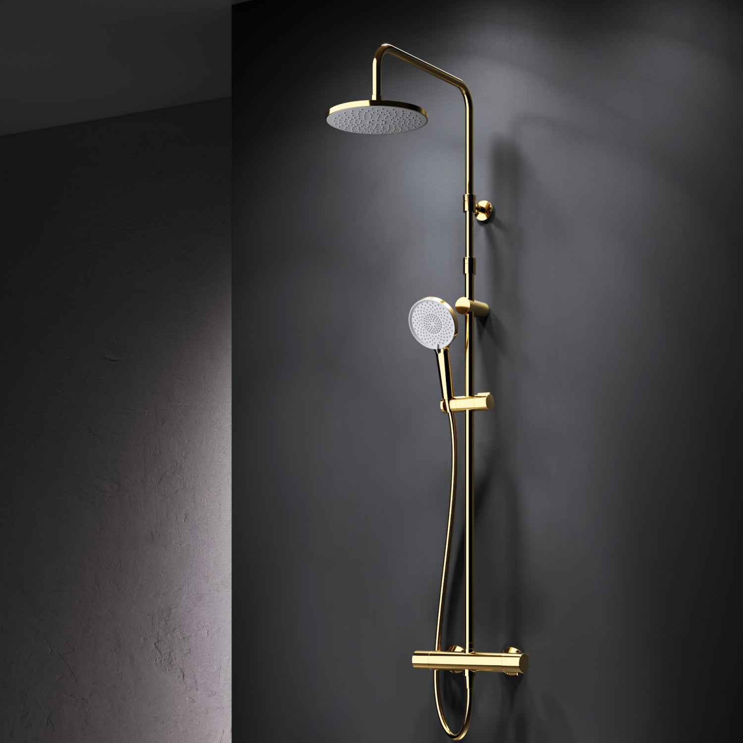 F07XA499 Duschsystem mit Thermostat Duscharmatur X-Joy Regendusche set Duschsäule, Gold