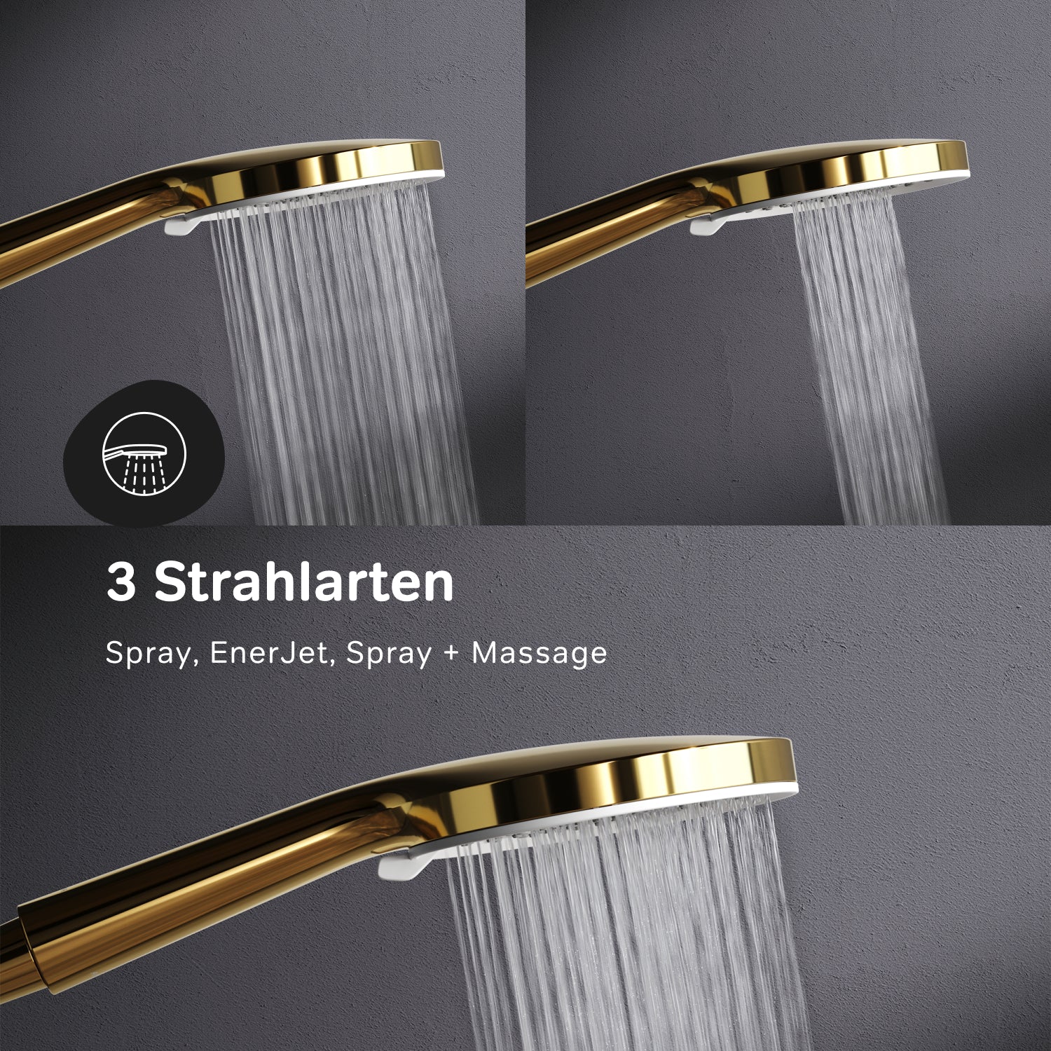F07XA499 Duschsystem mit Thermostat Duscharmatur X-Joy Regendusche set Duschsäule, Gold