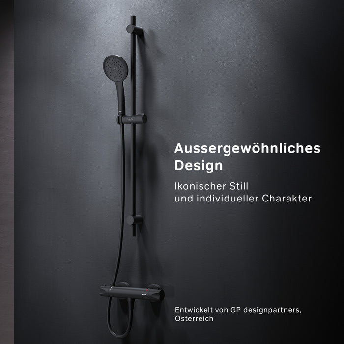 F428TA46 Hit Armaturen-Set: Thermostat Duscharmatur und Duschset, schwarz ampm-store.de