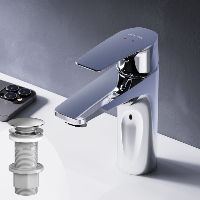 FGA82100 Bad Armatur Gem Waschtischarmatur mit Klick-Ablaufgarnitur Wasserhahn ampm-store.de