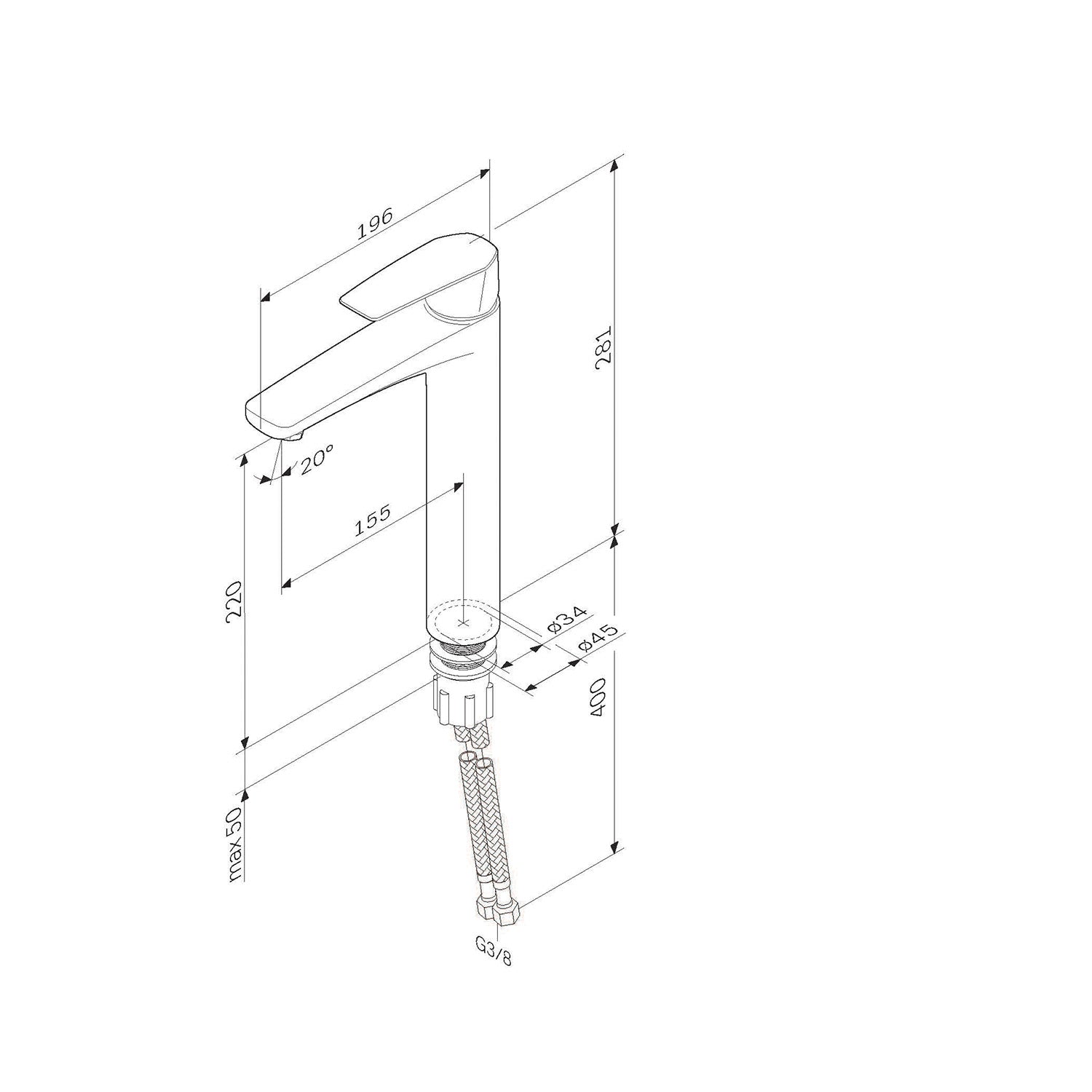 FGA92000 Bad Armatur Gem Waschtischarmatur mit hohem Auslauf Wasserhahn ampm-store.de