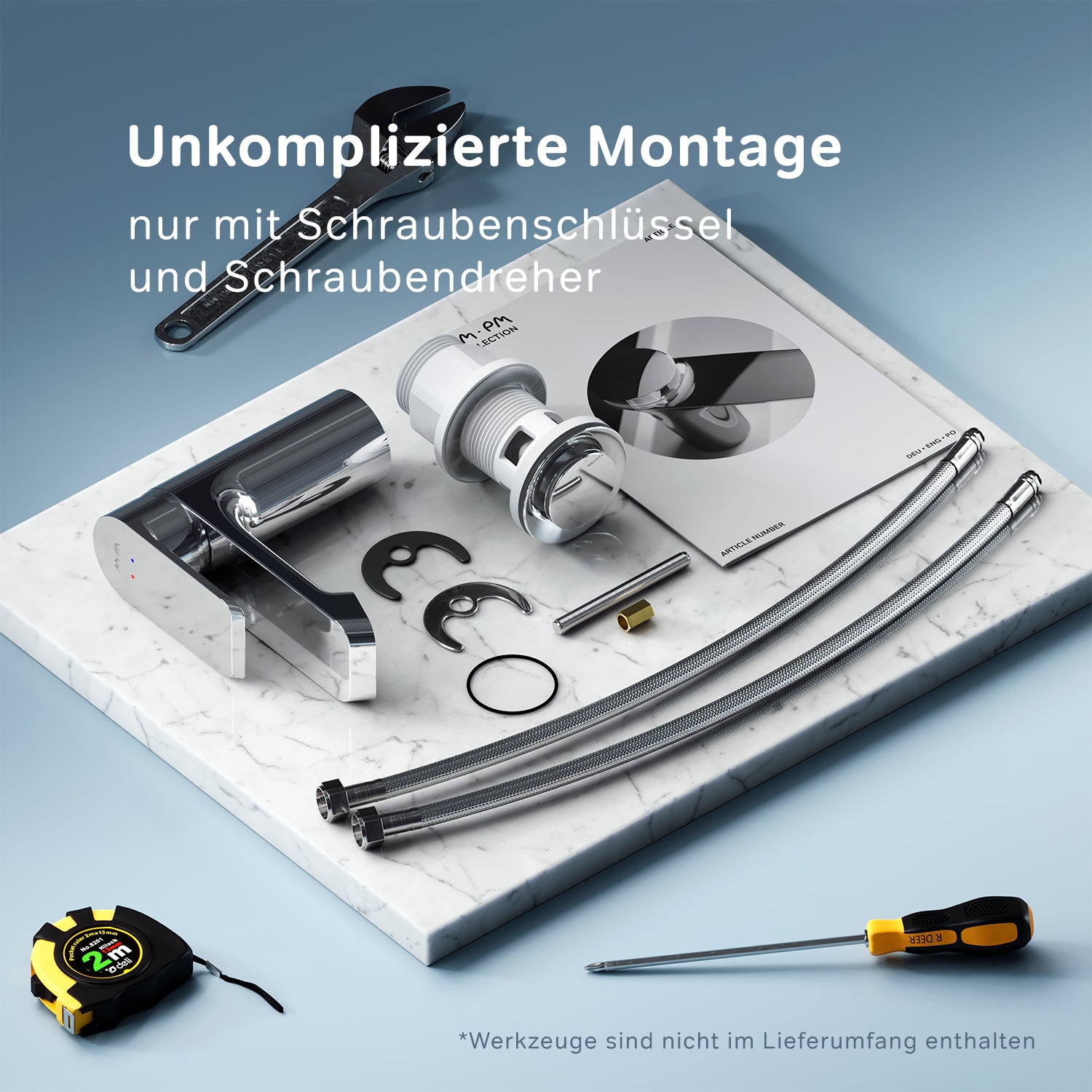 FNA82100 Bad Armatur Flash Waschtischarmatur mit Klick-Ablaufgarnitur Wasserhahn ampm-store.de