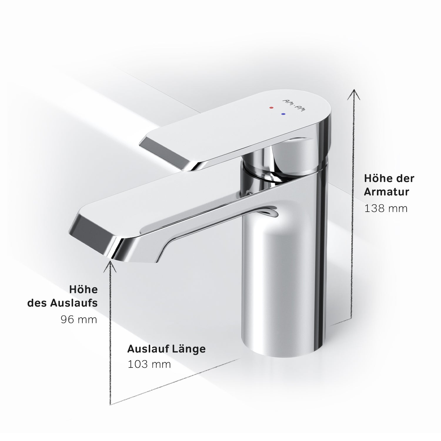 FNA82100 Bad Armatur Flash Waschtischarmatur mit Klick-Ablaufgarnitur Wasserhahn ampm-store.de