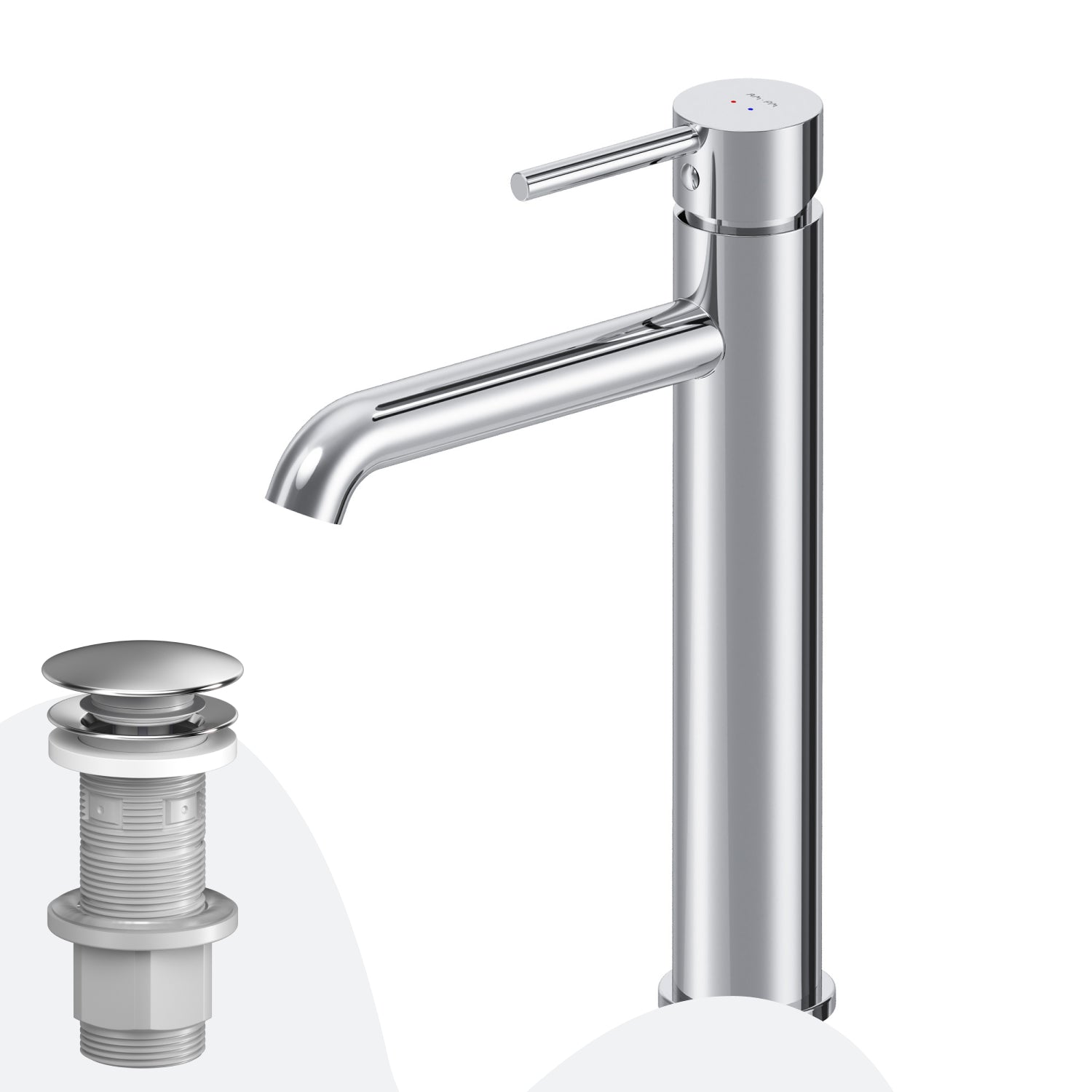 FPA92200 Bad Armatur Spike Waschtischarmatur Hoch mit Klick-Ablaufgarnitur Wasserhahn ampm-store.de