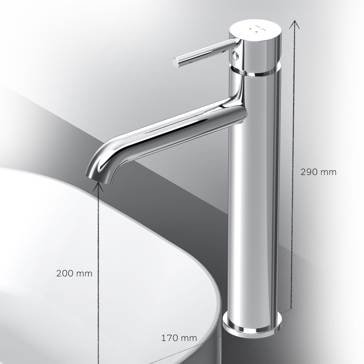 FPA92200 Bad Armatur Spike Waschtischarmatur Hoch mit Klick-Ablaufgarnitur Wasserhahn ampm-store.de