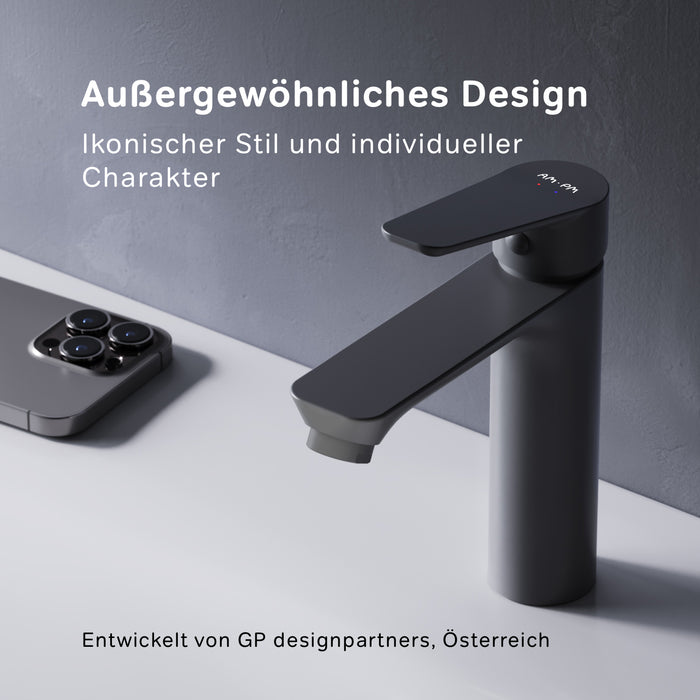 FTA02222 Bad Armatur Hit Waschtischarmatur M-Größe Wasserhahn, Schwarz ampm-store.de