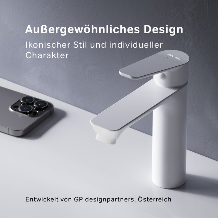 FTA02233 Bad Armatur Hit Waschtischarmatur M-Größe Wasserhahn, Weiß ampm-store.de