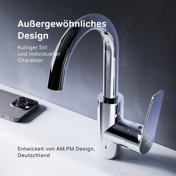 FTA02700 Bad Armatur Hit Waschtischarmatur mit drehbarem Auslauf Wasserhahn ampm-store.de