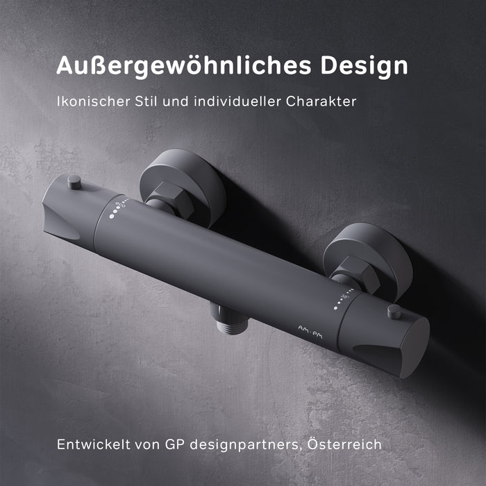 FTA40022 Duscharmatur Thermostat Hit Brausearmatur Mischbatterie Dusche, Schwarz ampm-store.de