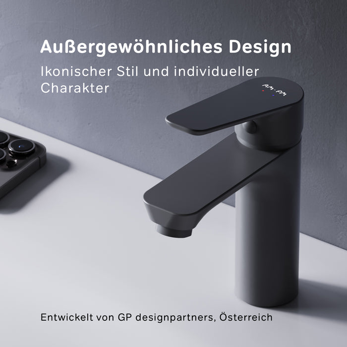 FTA82122 Bad Armatur Hit Waschtischarmatur S-Größe mit Klick-Ablaufgarnitur Wasserhahn, Schwarz ampm-store.de