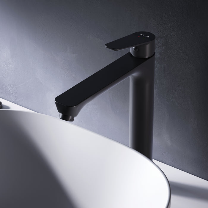FTA92022 Bad Armatur Hit Waschtischarmatur mit hohem Auslauf Wasserhahn, Schwarz ampm-store.de