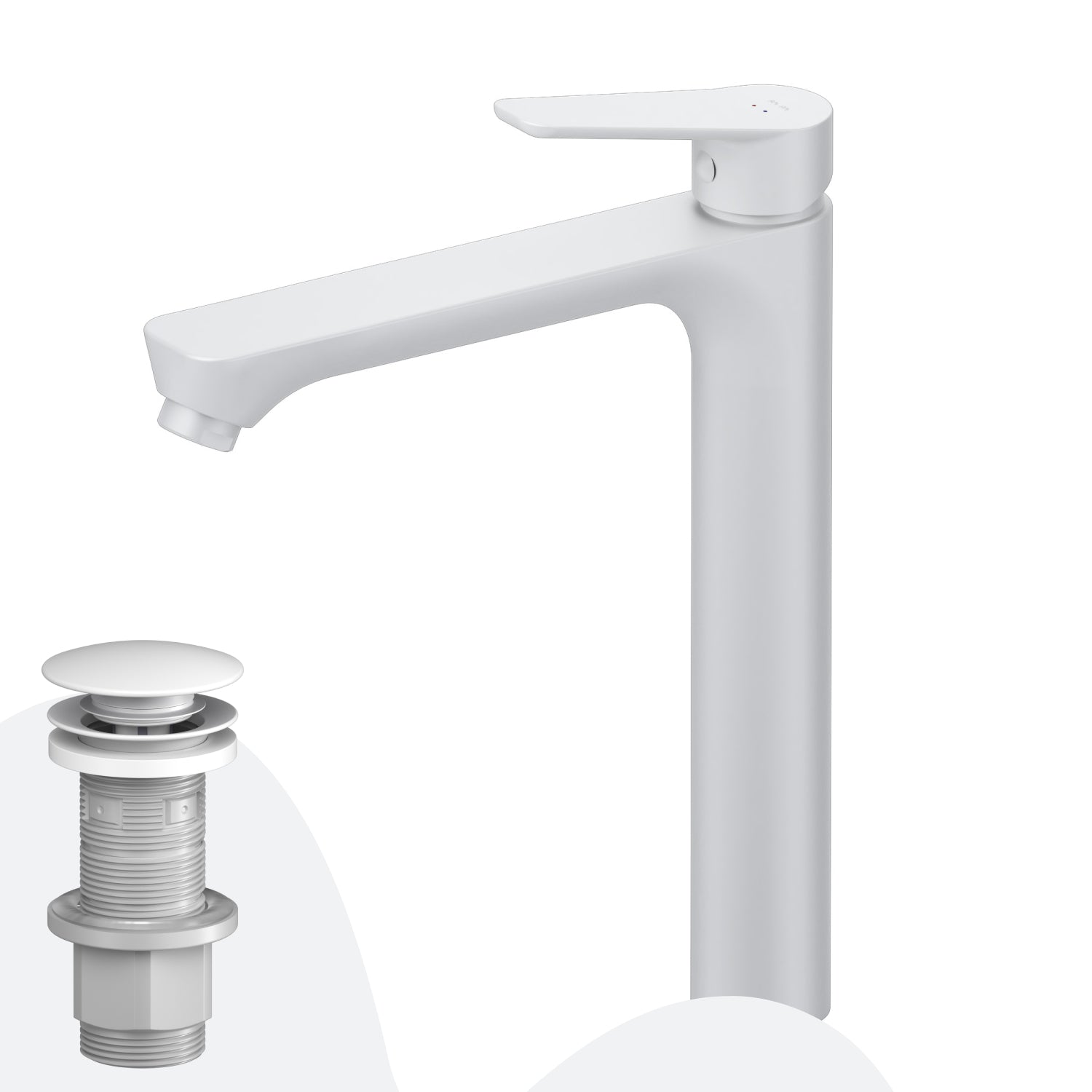 FTA92233 Bad Armatur Hit Waschtischarmatur Hoch mit Klick-Ablaufgarnitur Wasserhahn, Weiß ampm-store.de