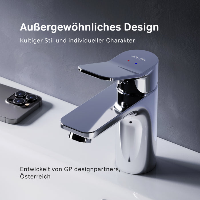 FXA82100 Bad Armatur X-Joy Waschtischarmatur mit Klick-Ablaufgarnitur Wasserhahn ampm-store.de