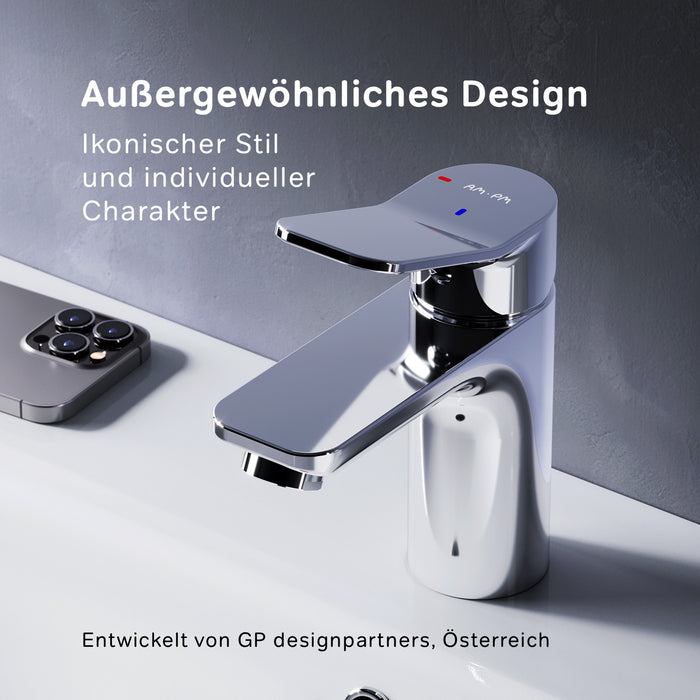FXA82800 Bad Armatur X-Joy Waschtischarmatur EcoStart-Funktion mit Klick-Ablaufgarnitur Wasserhahn ampm-store.de