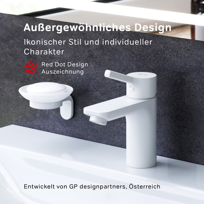 FXB82133 Bad Armatur X-Joy S Waschtischarmatur mit Klick-Ablaufgarnitur Wasserhahn, Weiß ampm-store.de