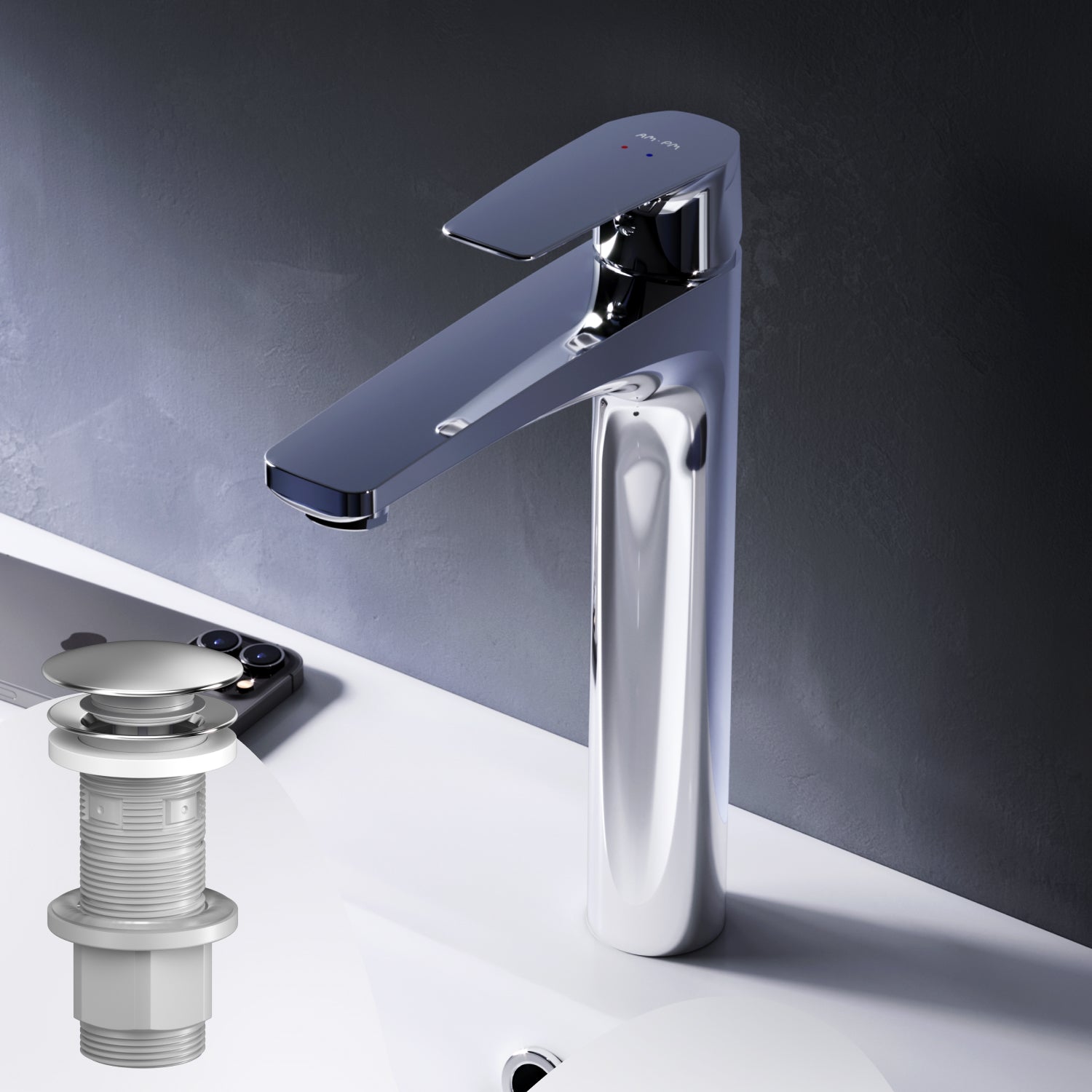 Mitigeur de lavabo Gem, raccord de salle de bains FGA92200, haut avec robinet de vidage à clic