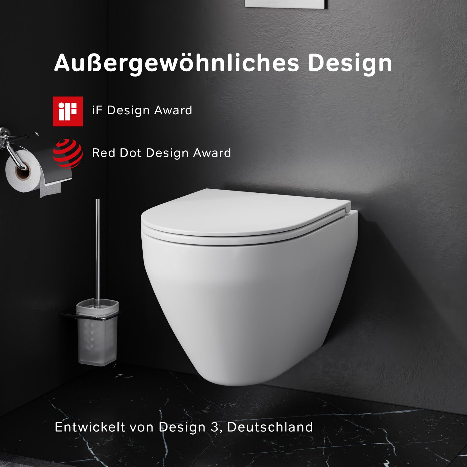 CSB1700SC Wand-WC mit Sitz Spirit V2.0 FlashClean Tiefspül-WC Spülrandlos Hänge WC mit Toilettendeckel ampm-store.de