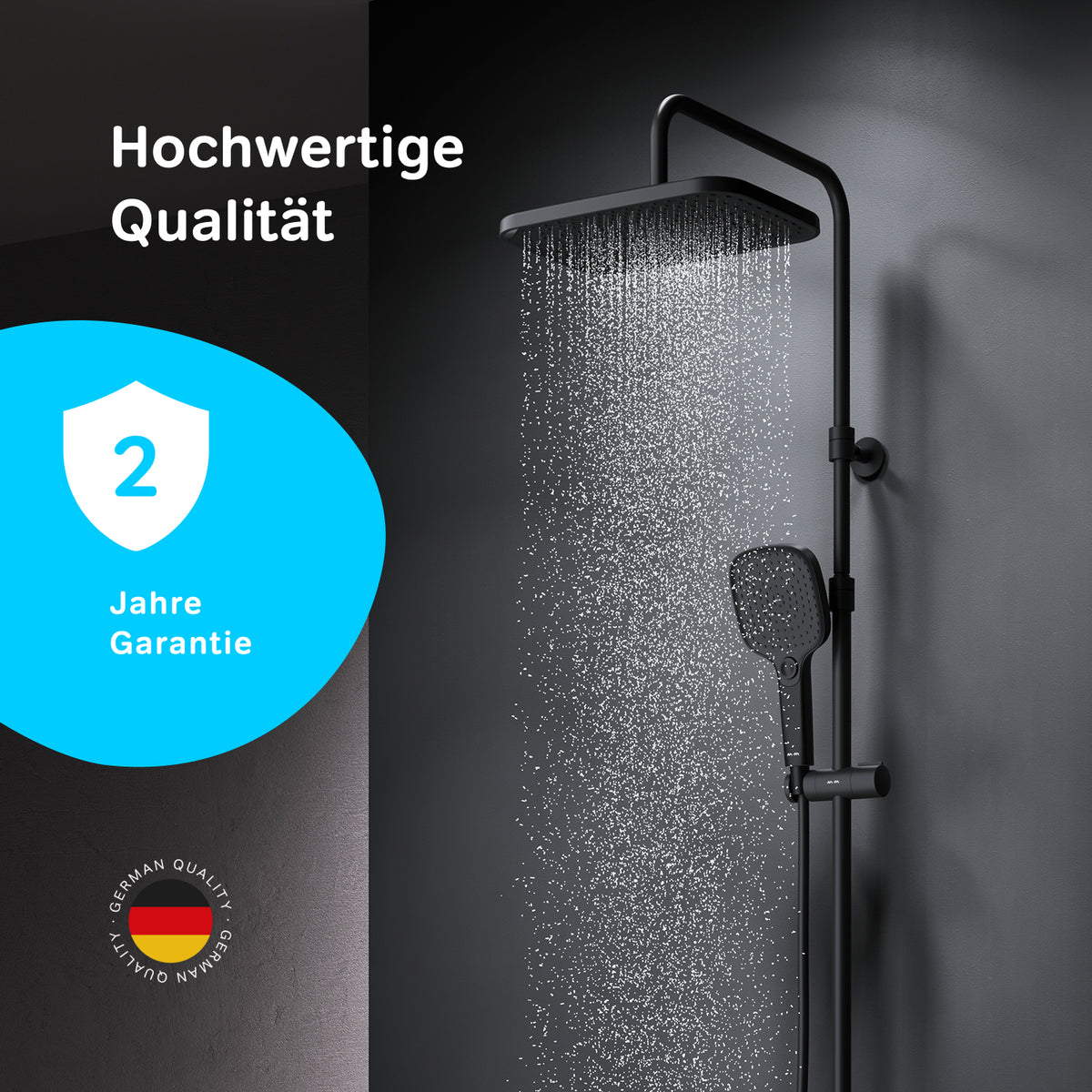 Duschsystem Play mit Thermostat und Regendusche, Schwarz – F078W422