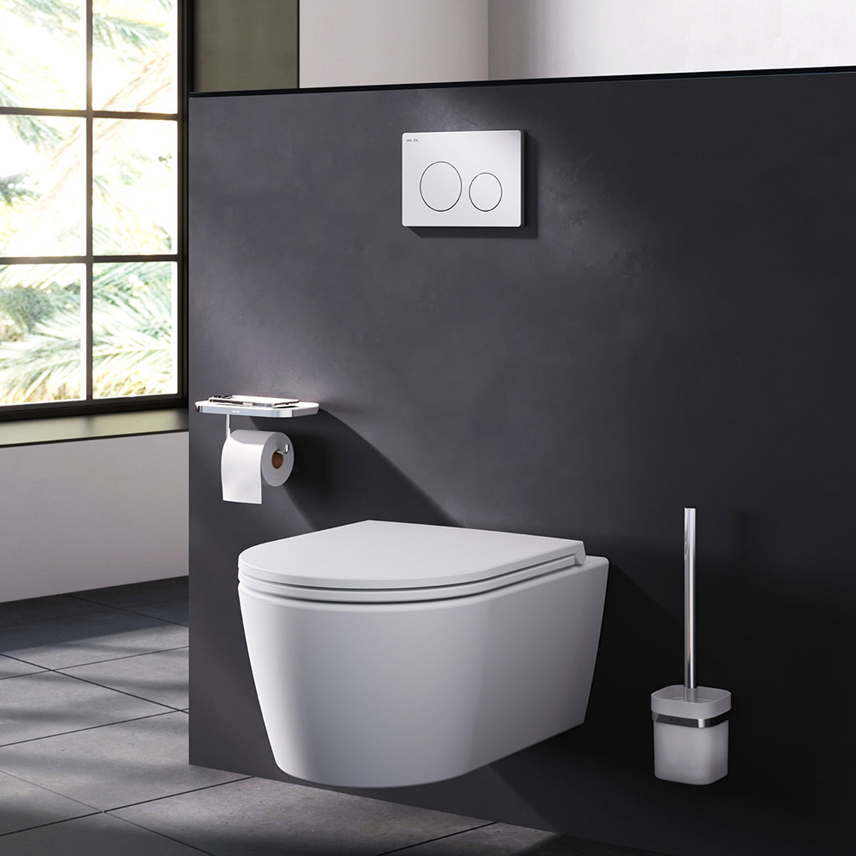 Ensemble WC complet Spike avec bâti-support et plaque de commande blanche–IIS90101. PA1900