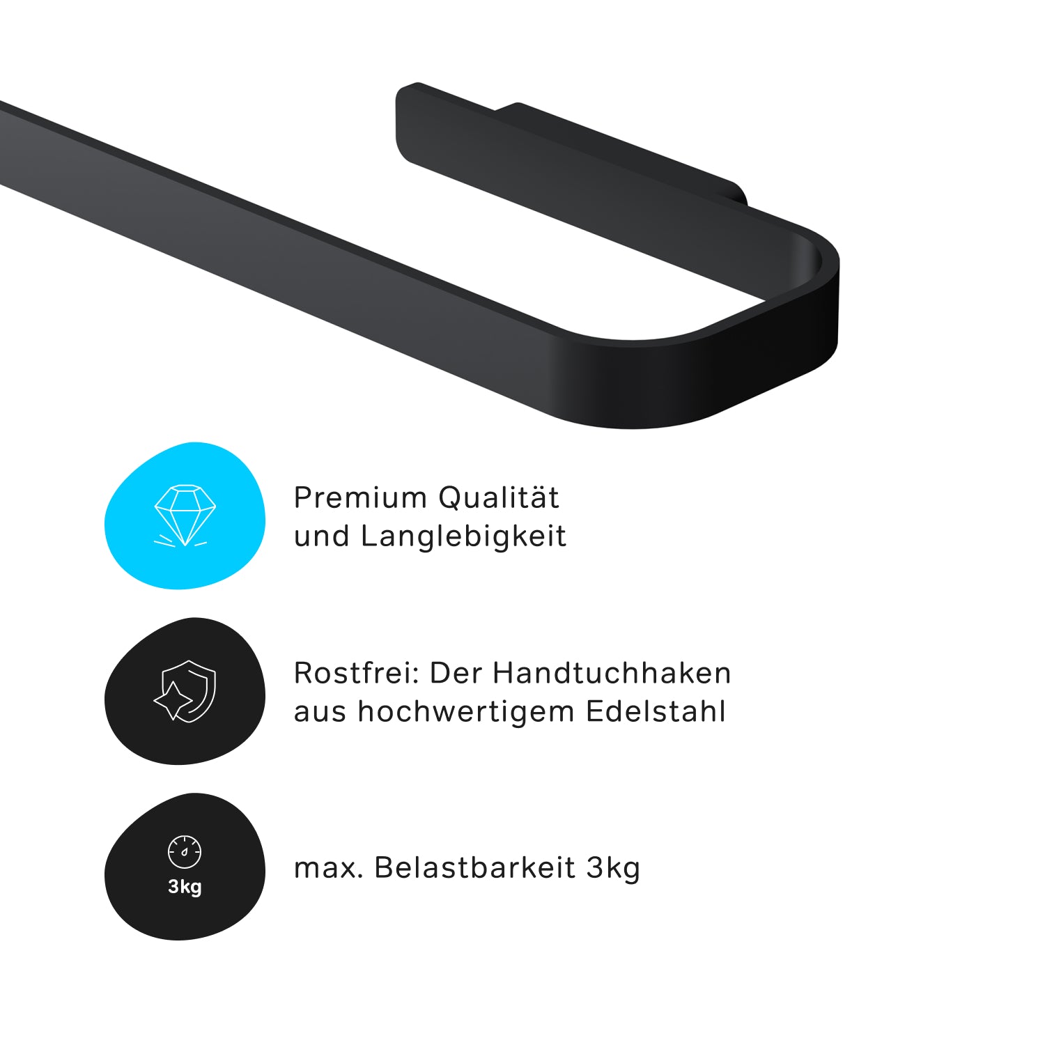 A8F346422 Handtuchhalter Func Handtuchstange, Schwarz ampm-store.de