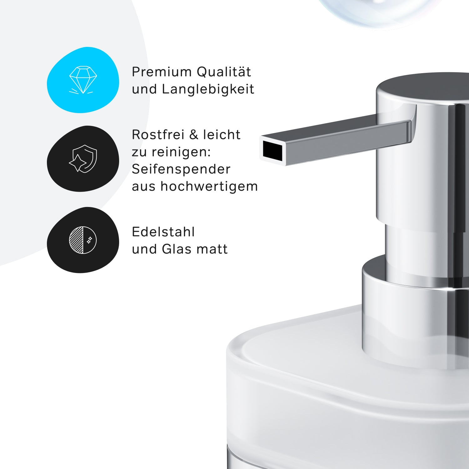 A8F36900 Seifenspender Func Flüssigseifenspender aus Glas mit Wandhalterung ampm-store.de