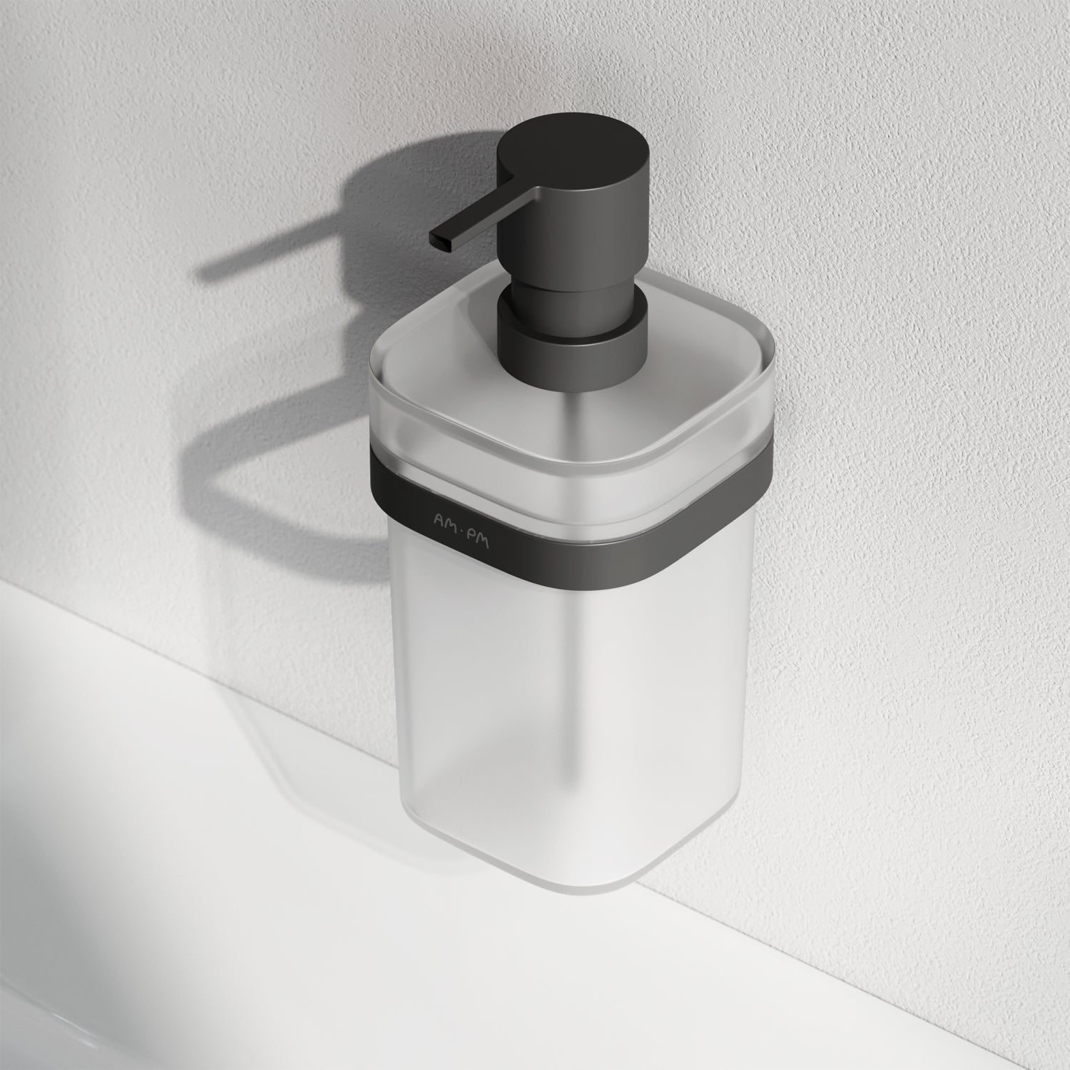 A8F36922 Seifenspender Func Flüssigseifenspender aus Glas mit Wandhalterung, Schwarz ampm-store.de