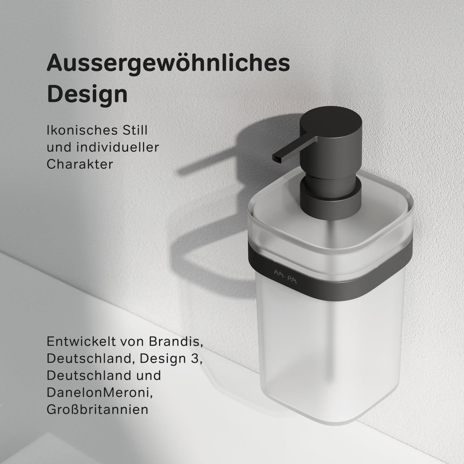 A8F36922 Seifenspender Func Flüssigseifenspender aus Glas mit Wandhalterung, Schwarz ampm-store.de
