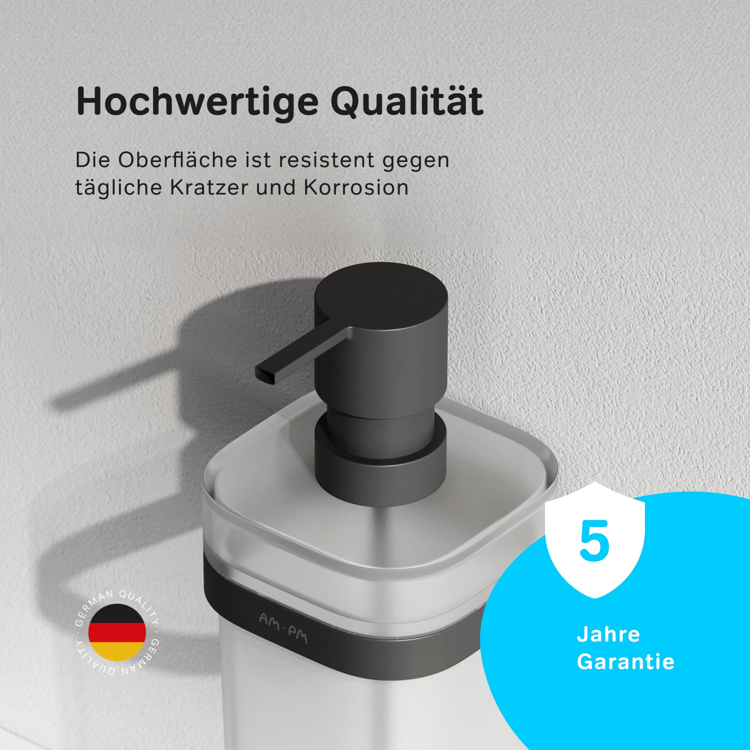 A8F36922 Seifenspender Func Flüssigseifenspender aus Glas mit Wandhalterung, Schwarz ampm-store.de